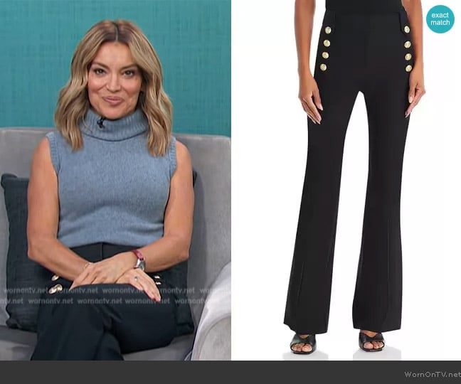 Derek Lam 10 Crosby Robertson Flare Pants in Black worn by Kit Hoover on Access Hollywood