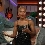 DeWanda Wise’s black sequin slip dress on The Kelly Clarkson Show