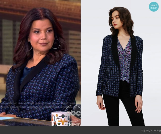 Diane von Furstenberg Trillian Knit Jacquard Jacket worn by Ana Navarro on The View