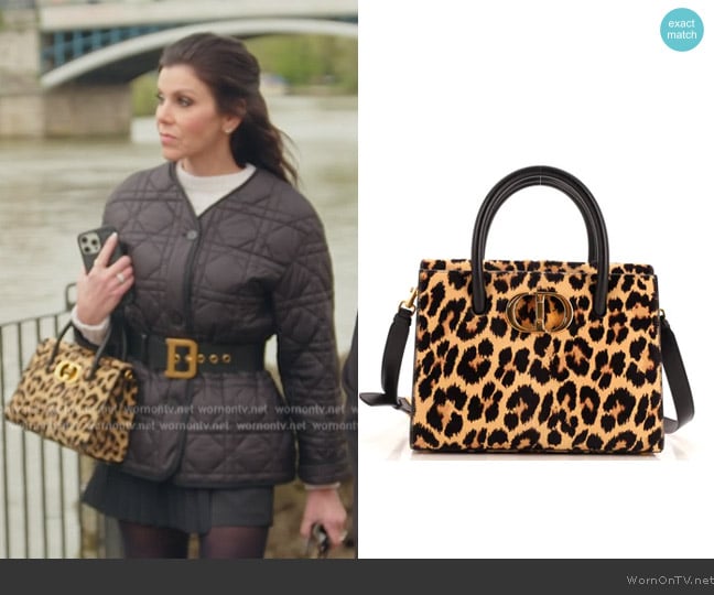 Christian Dior St Honore Tote Printed Calf Hair Bag worn by Heather Dubrow on The Real Housewives of Orange County