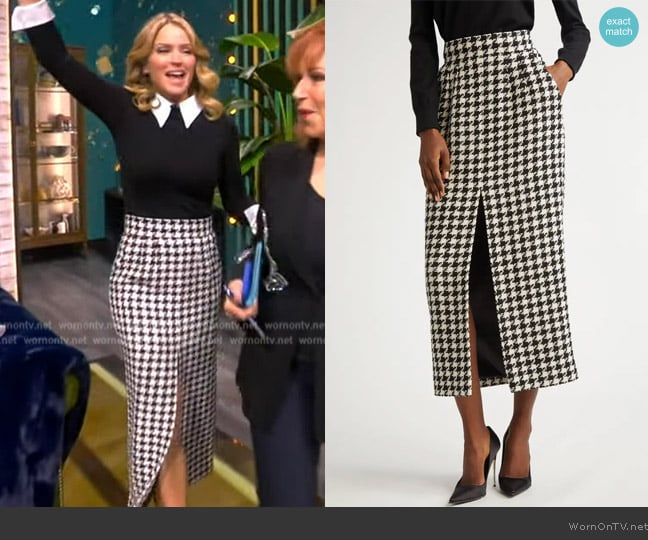 Dolce & Gabbana Macro Houndstooth Long Wool & Cotton Skirt worn by Sara Haines on The View