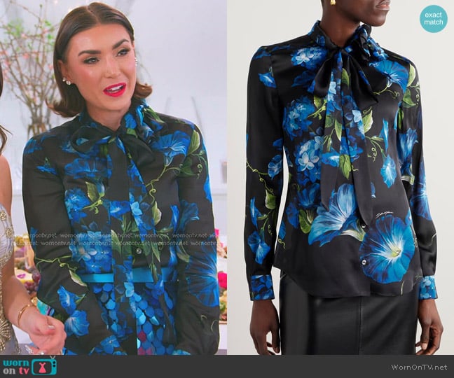 Dolce & Gabbana Floral-print Silk Blouse worn by Bronwyn Newport on The Real Housewives of Salt Lake City