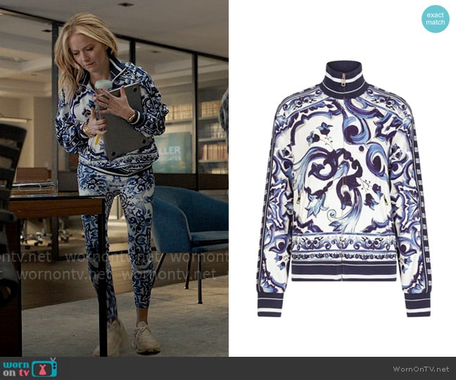 Dolce & Gabbana Majolica-print zip-up sweatshirt worn by Lorna Crane (Becki Newton) on The Lincoln Lawyer