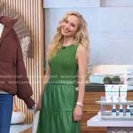 Dr. Whitney Bowe’s green sleeveless leather dress on Good Morning America