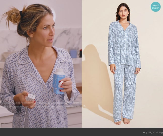 Eberjey Gisele Printed Modal Long PJ Set worn by Erin Lichy on The Real Housewives of New York City