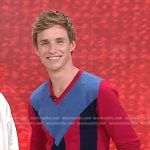 Eddie Redmayne’s red colorblock sweater on Today