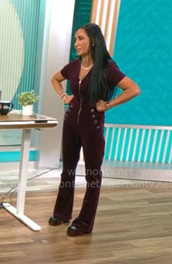 Elizabeth Werner's burgundy jumpsuit on CBS Mornings