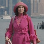 Elsbeth Tascioni’s pink floral applique coat on Elsbeth