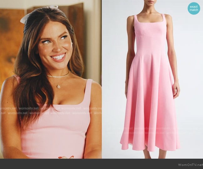 Emilia Wickstead Asia Crepe Fit & Flare Midi Dress worn by Brynn Whitfield on The Real Housewives of New York City