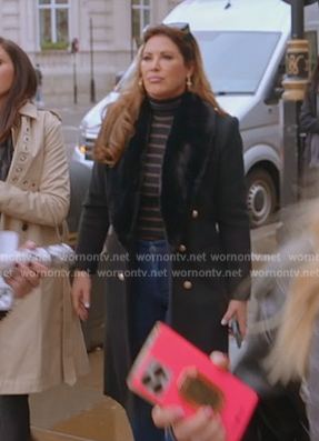 Emily's black metallic stripe turtleneck sweater on The Real Housewives of Orange County