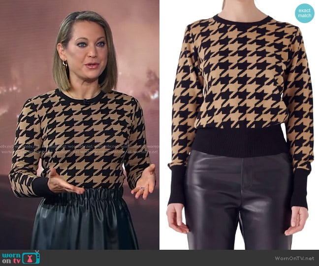 Ginger’s beige houndstooth sweater on Good Morning America