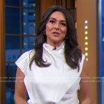 Erielle’s white asymmetric satin top on Good Morning America