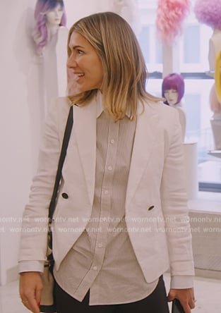 Erin's striped shirt and cropped blazer on The Real Housewives of New York City