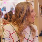 Erin’s white multi-coloured check coat on The Real Housewives of New York City