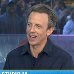 Seth Meyers’ navy plaid shirt on Today