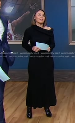 Eva's black off-shoulder knit dress on Good Morning America