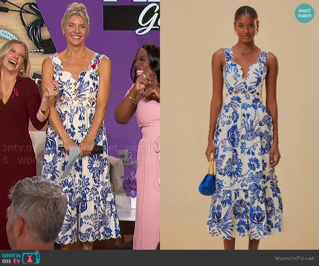 FARM Rio Flowerful Birds Midi Dress worn by Amanda Kloots on The Talk