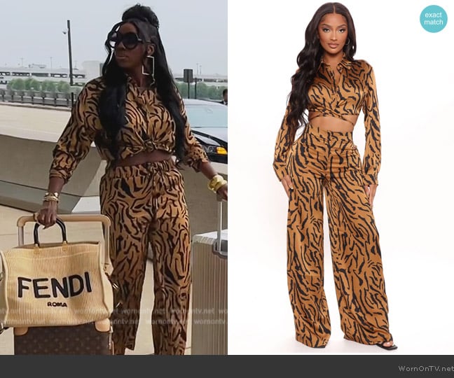 Fashion Nova Infinite Shine Pant Set worn by Mia Thornton on The Real Housewives of Potomac