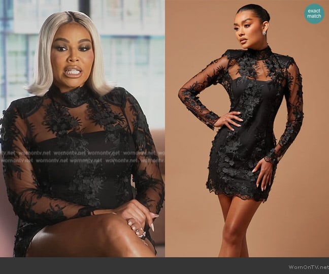 WornOnTV Mia s black lace confessional dress on The Real Housewives of Potomac Mia Thornton Clothes and Wardrobe from TV