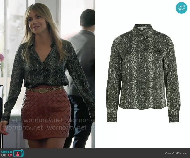 Morgan’s snake print blouse on High Potential