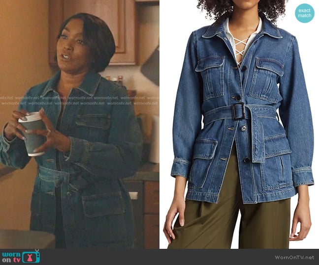 Frame Safari Belted Denim Jacket worn by Athena Grant (Angela Bassett) on 9-1-1