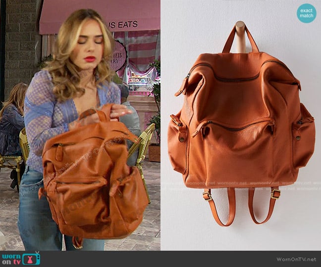 Free People Darcy Leather Backpack worn by Holly Jonas (Ashley Puzemis) on Days of our Lives