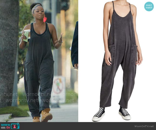 Free People Hot Shot Jumpsuit in Washed Black worn by Izzy Letts (Jazz Raycole) on The Lincoln Lawyer