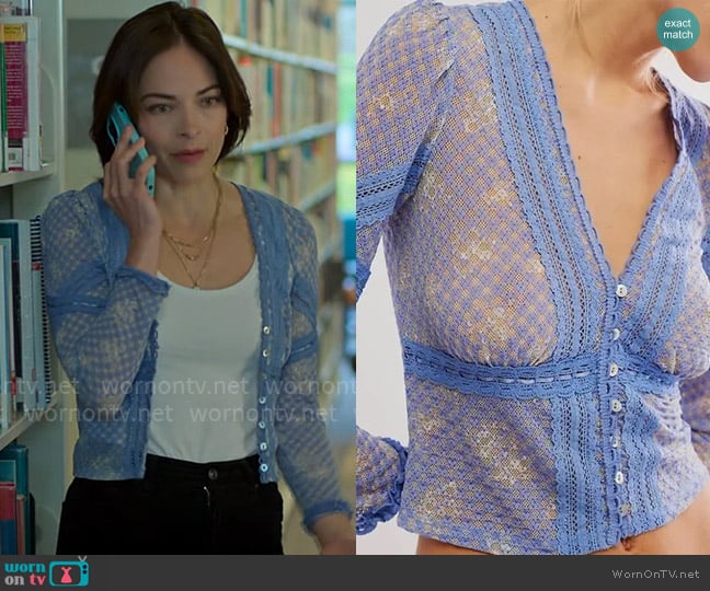 Free People Kika Printed Top worn by Cassandra Lee (Kristin Kreuk) on Murder in a Small Town