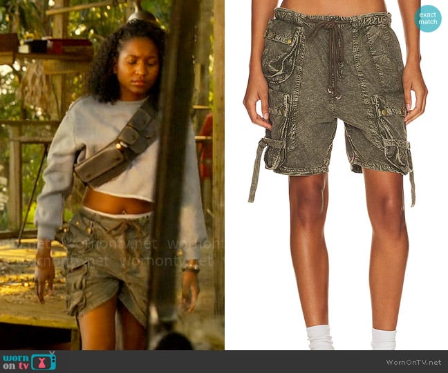 Free People Wild Bay Parachute Shorts in Army worn by Cleo (Carlacia Grant) on Outer Banks