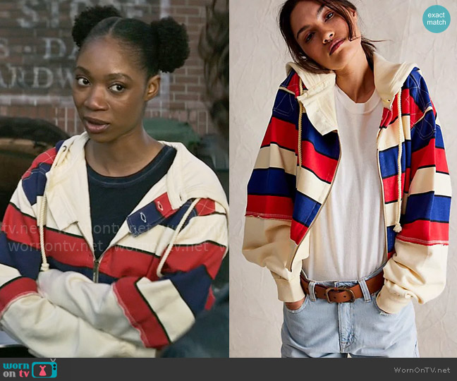 Free People Ry Zip Through Sweatshirt worn by Denise Olowe (Kelcey Mawema) on Superman and Lois