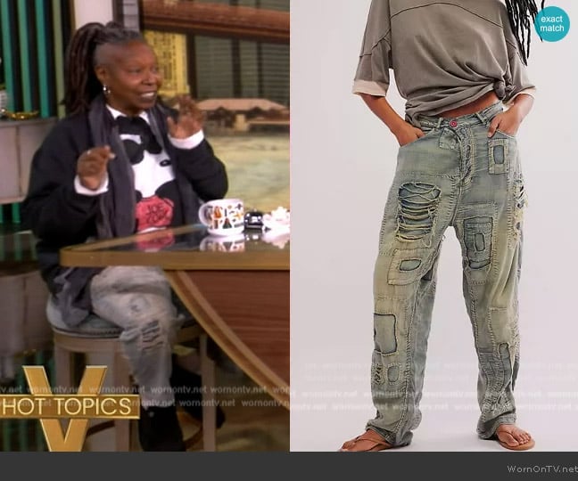 Free People Washed Denim Trousers worn by Whoopi Goldberg on The View