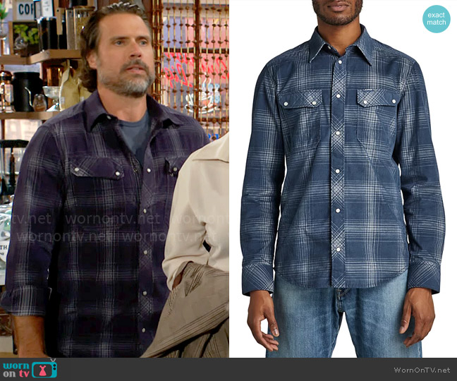 G Star Raw Worker Slim Fit Plaid Shirt worn by Nick Newman (Joshua Morrow) on The Young and the Restless