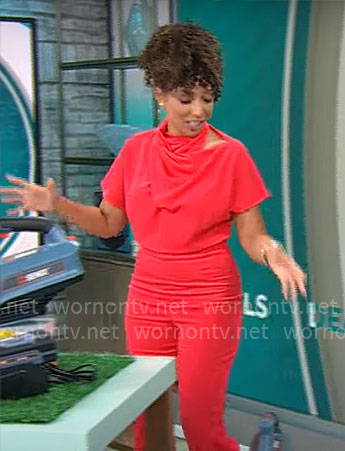 Gabrielle Kerr's cowl neck jumpsuit on CBS Mornings