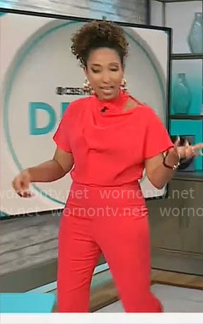 Gabrielle Kerr's cowl neck jumpsuit on CBS Mornings