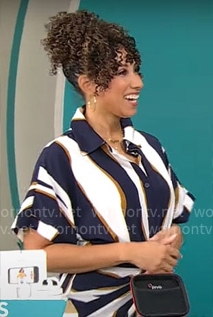 Gabrielle Kerr's striped shirtdress on CBS Mornings