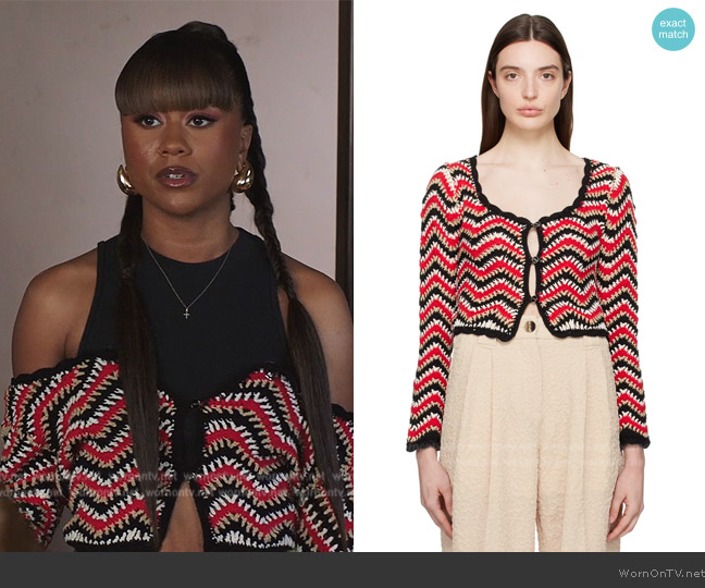 Keisha’s chevron stripe knit cardigan on All American HC