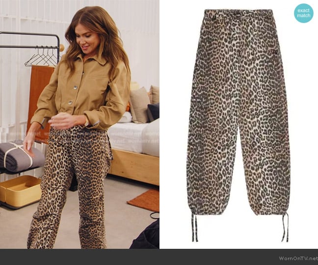 Ganni Leopard Washed Canvas Pants worn by Brynn Whitfield on The Real Housewives of New York City