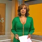 Gayle King’s green v-neck sweater dress on CBS Mornings