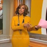 Gayle King’s mustard yellow sweater dress on CBS Mornings