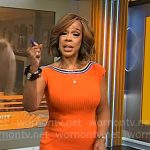 Gayle King’s orange dress with striped neckline on CBS Mornings