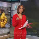 Gayle King’s red button front knit dress on CBS Mornings