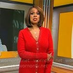 Gayle King’s red button front knit dress on CBS Mornings