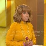 Gayle King’s mustard yellow sweater dress on CBS Mornings