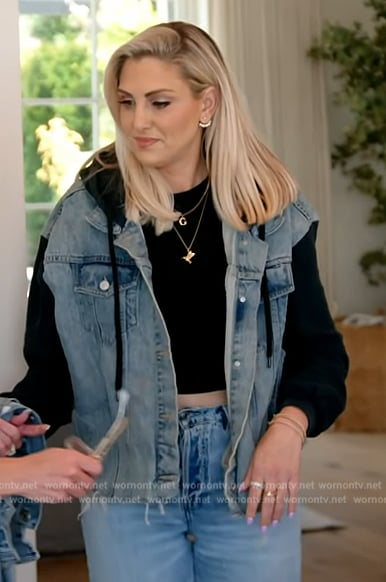 Gina’s denim mixed media jacket on The Real Housewives of Orange County