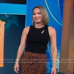 Ginger’s black sleeveless top and leopard skirt on Good Morning America