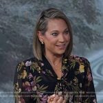 Ginger’s black floral tie neck blouse on Good Morning America