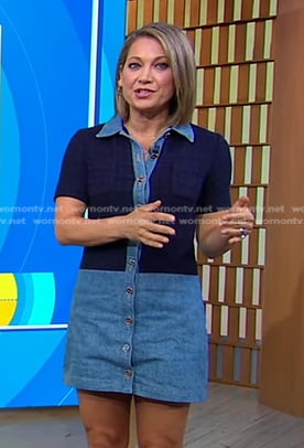 Ginger's blue colorblock denim dress on Good Morning America