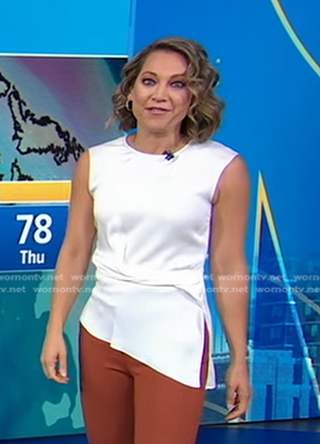 Ginger's white asymmetric top on Good Morning America