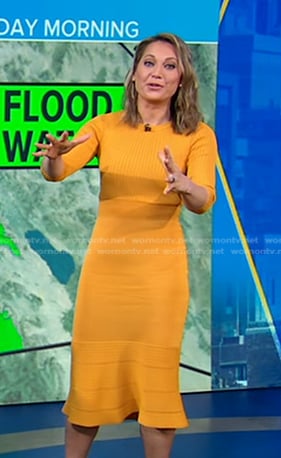 Ginger's yellow knit midi dress on Good Morning America