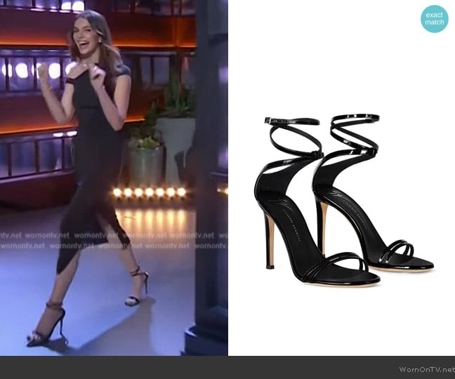 Giuseppe Zanotti Catia lace-up sandals worn by Ella Hunt on The Kelly Clarkson Show